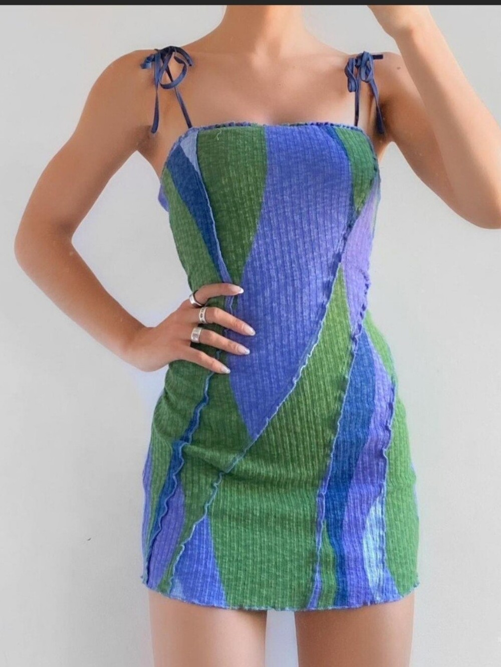 NWT Urban Outfitters Colorful Patchwork Dress With Straps Size :M